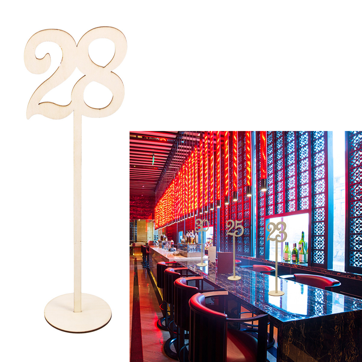 30Pcs Premium Wood Table Numbe - Wedding Solution 评论和价格