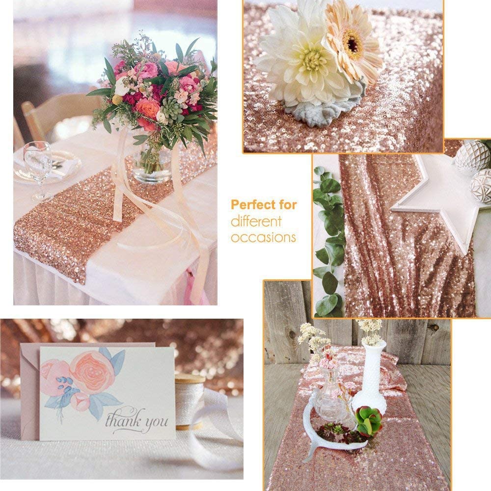 LICE-Sparkly Rose Gold Sequin  - Table Runner Sequin 评论和价格
