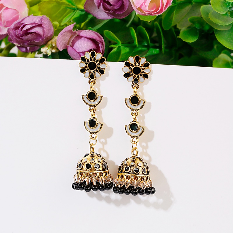Ethnic Long Pink Flower Jhumka - Indian Wedding Supply 评论和价格