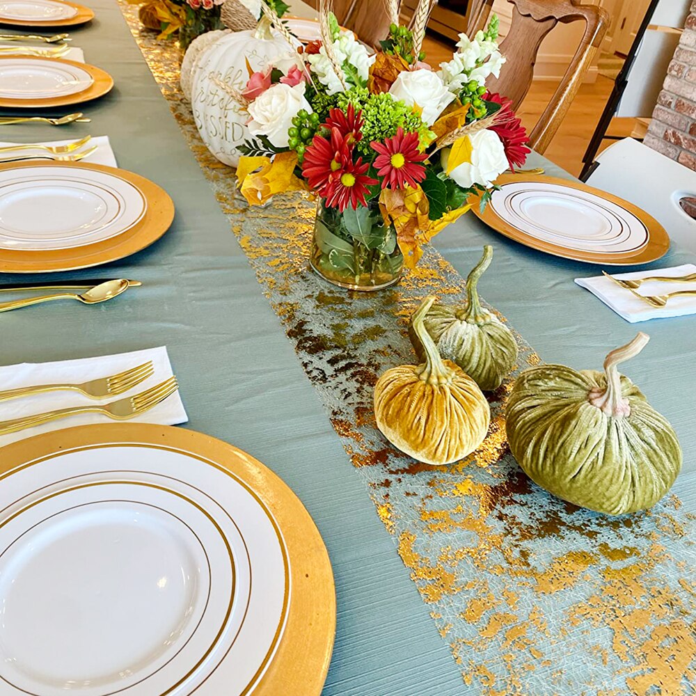 Sparkle Metallic Gold Thin Tab - Table Runner Sequin 评论和价格