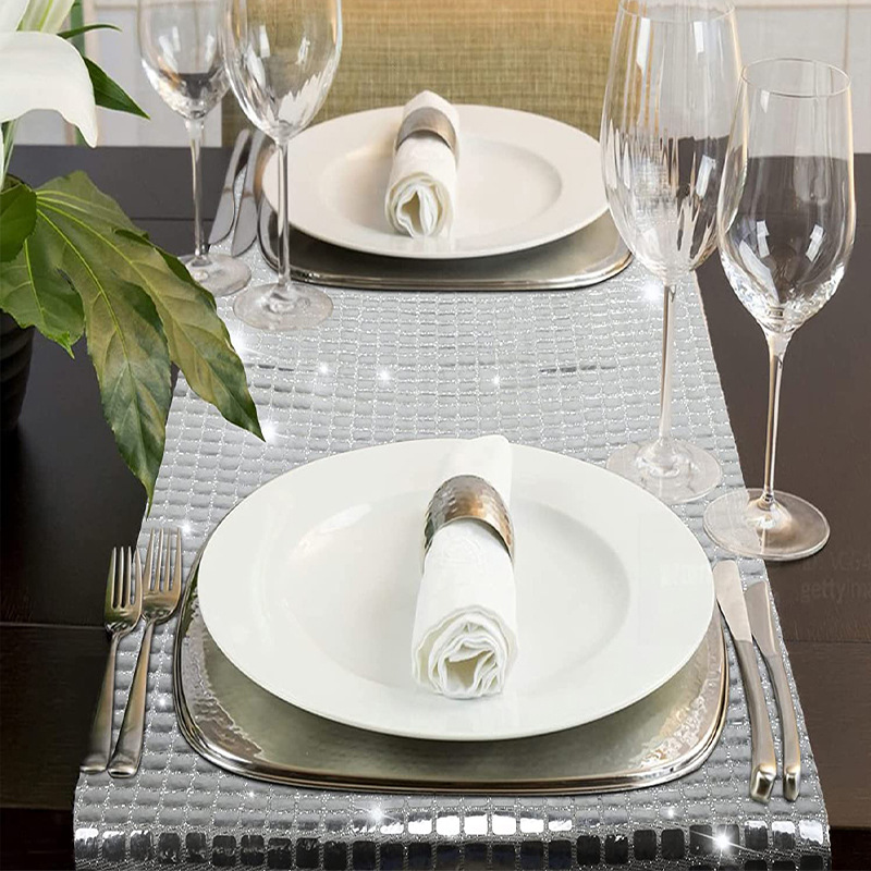 Shiny Mirror Gold/Silver Foil  - Table Runner Sequin 评论和价格