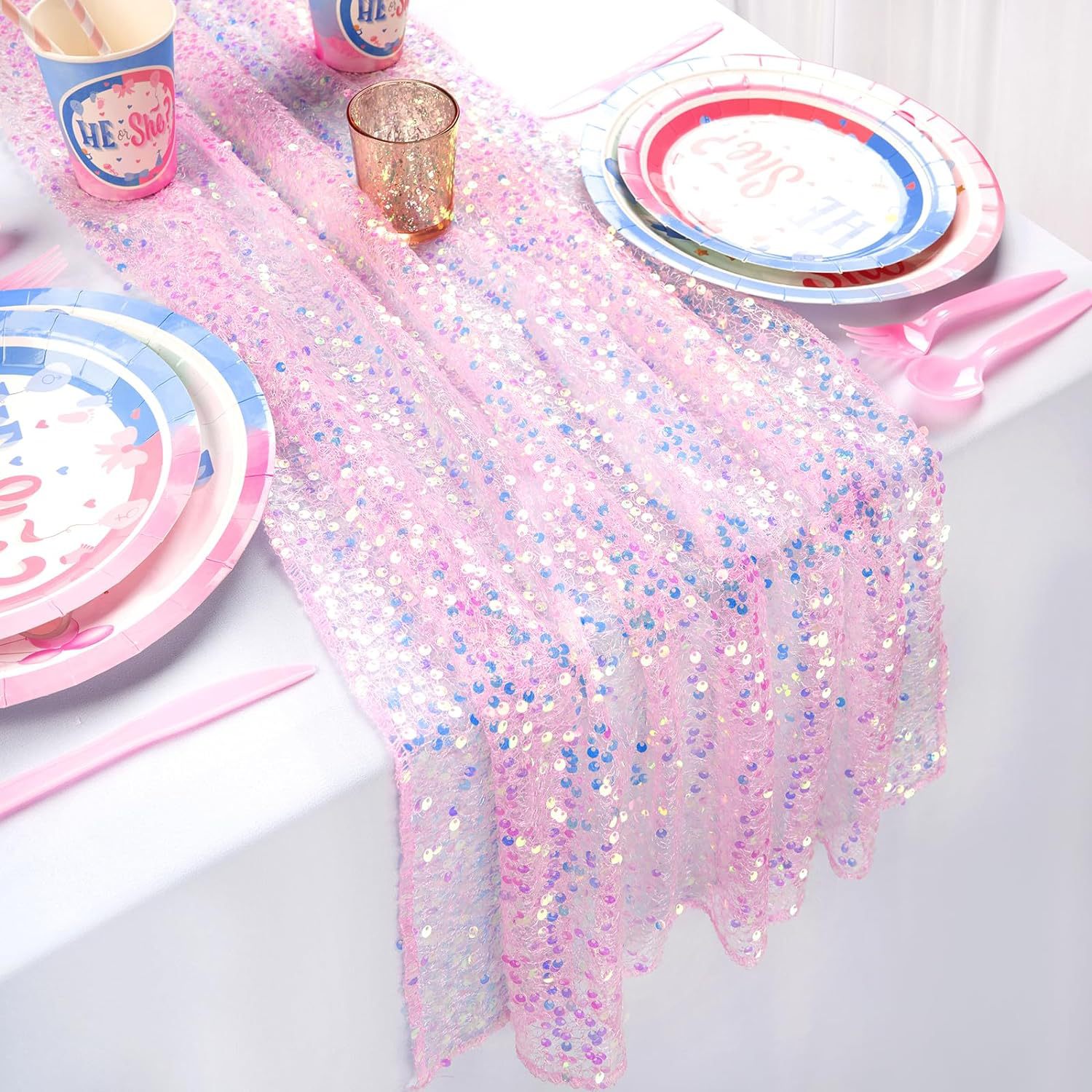 Glitter Iridescent Sequin Tabl - Table Runner Sequin 评论和价格